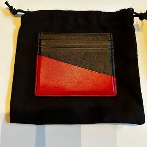 Jil Sander Black & Red Leather Card Holder